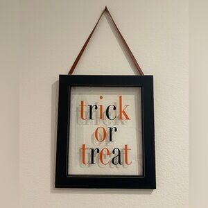 Black and Orange Trick or Treat Wall Decor (Wood Frame Glass)